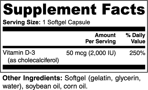 Vitamin D3 2000 IU supplement. - Midas Luxe